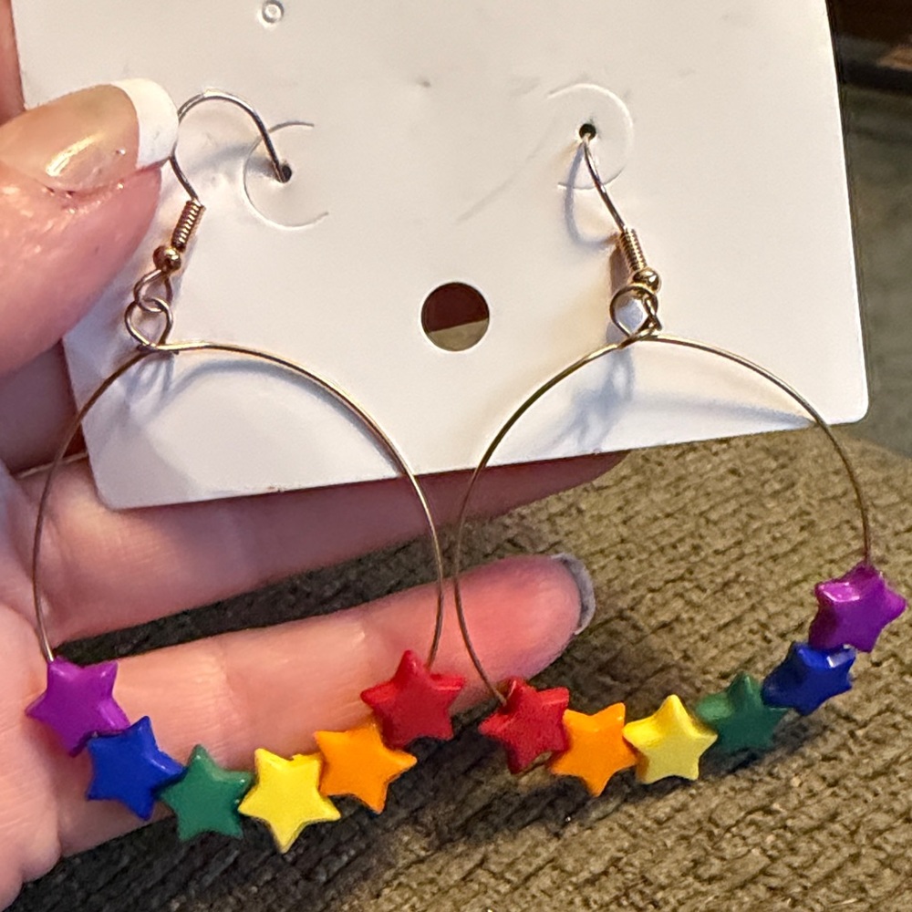 Colorful Star Hoop Earrings